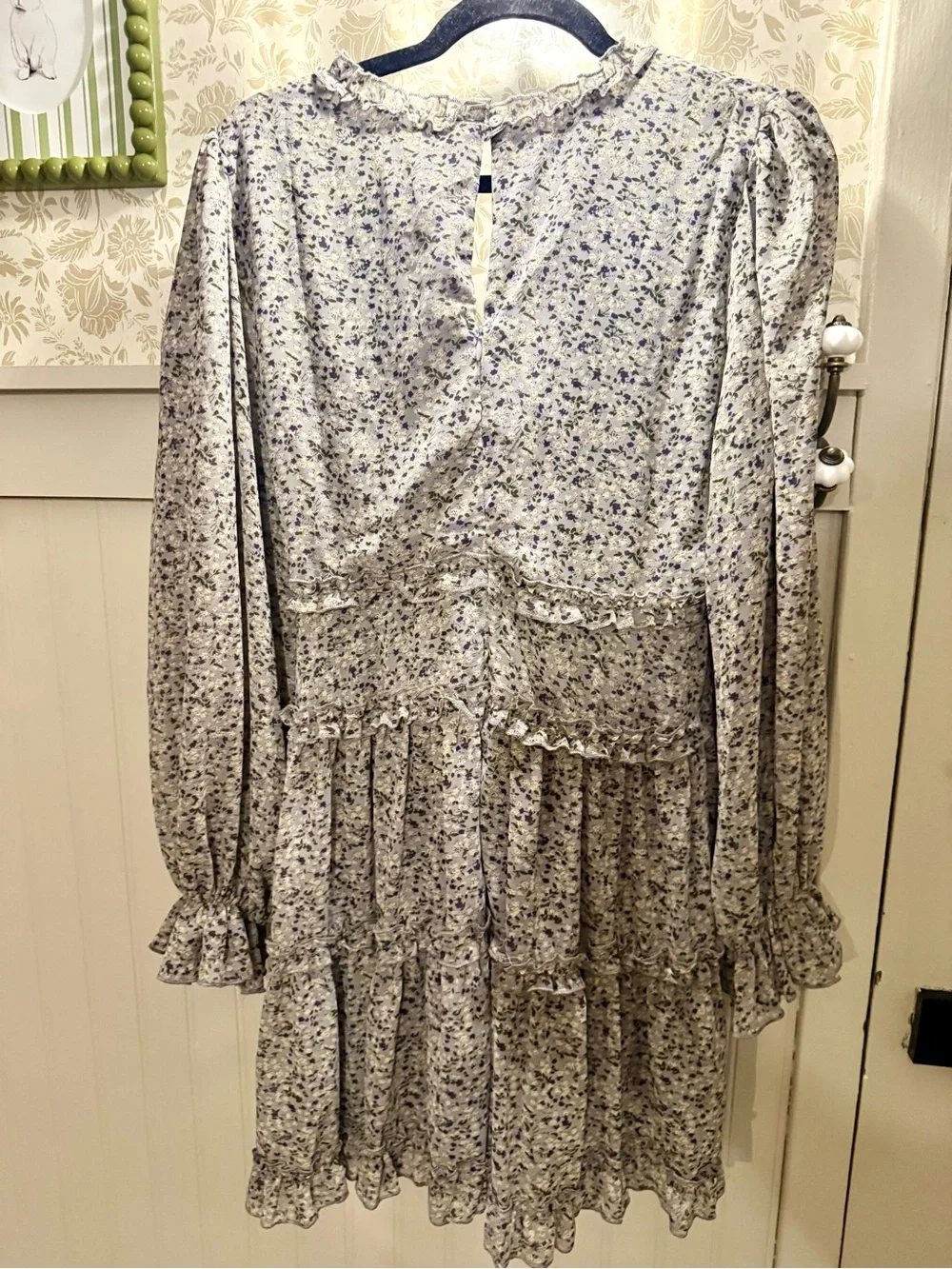 She + Sky Lavender Floral Ruffle Tiered Dress - Picture 3 of 4